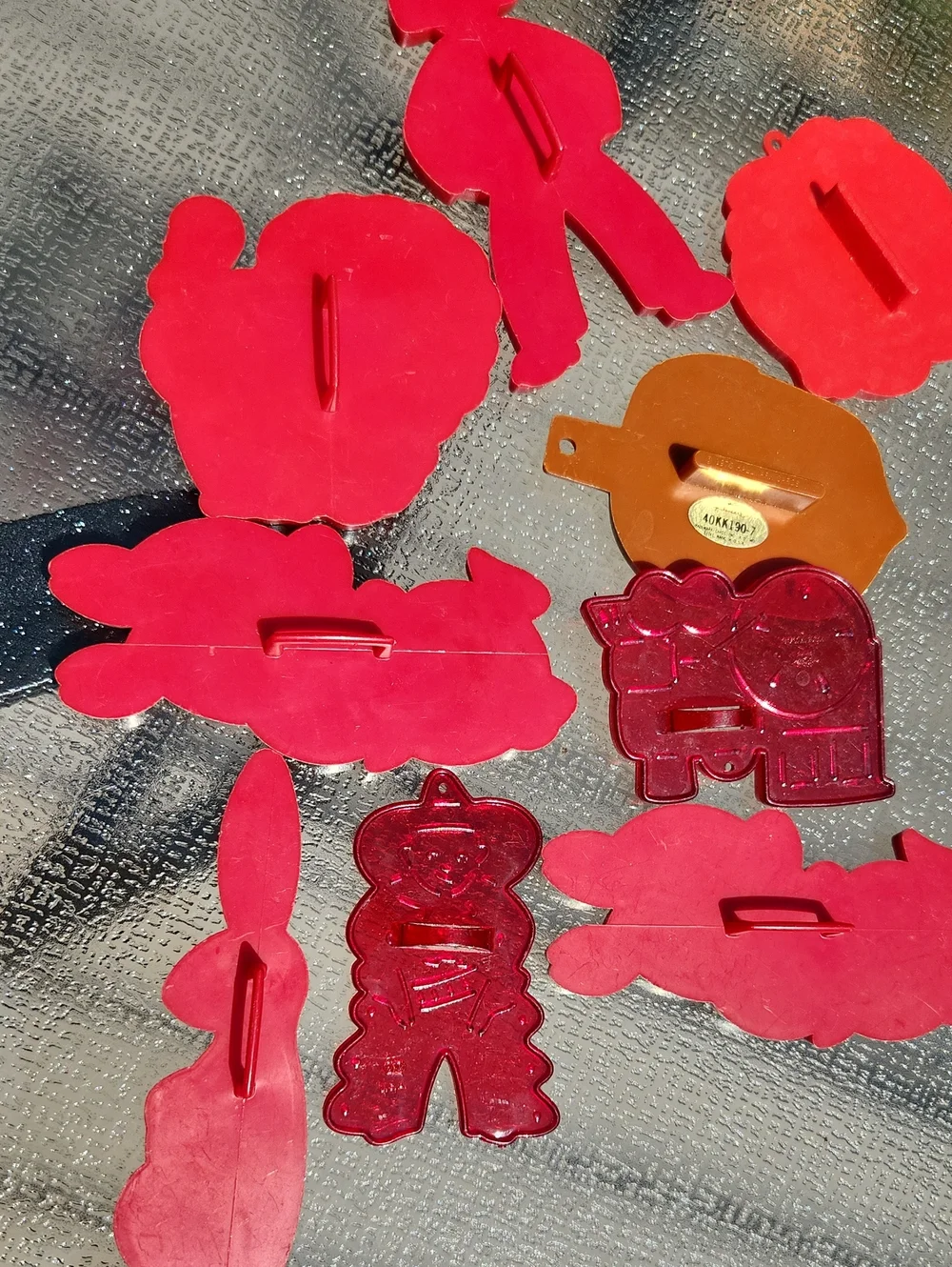 Vintage Red Plastic Cookie Cutters - Assorted Shapes